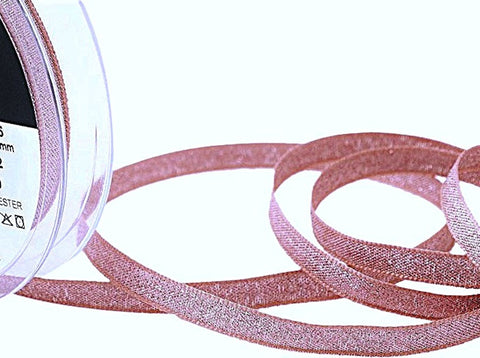 7mm Rose Gold Metallic Lame Ribbon | Berisfords 272