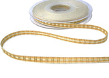 8mm Cream & Honey Woven Satin and Gold Metallic Tartan Ribbon