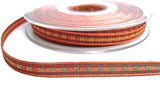 8mm Rusts & Metallic Gold Woven Tartan Ribbon - Berisfords