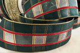 R5649 25mm Green-Red-Sheer-Metallic Gold Tartan Ribbon,Berisfords