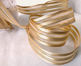 R2452 15mm Honey Satin-Sheer-Gold Metallic Stripe Ribbon, Berisfords
