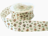 36mm Ivory Satin Ribbon with a Flowery Design