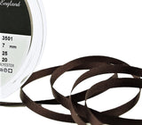 Dark brown 7mm Berisfords double‑face satin ribbon, 10m length