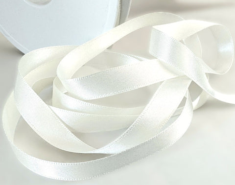 20m roll of 10mm bridal white double face satin ribbon by Berisfords