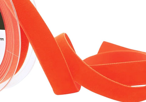 16mm Wide Capucine (Deep Orange) Colour 9601 Luxury Velvet Ribbon.