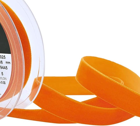 16mm Orange Colour 9445 Luxury Velvet Ribbon by Berisfords Ribbons UK