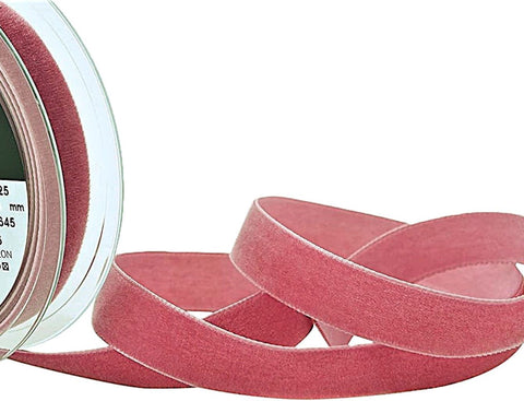 16mm Wide Alt Rosa Pink Colour 9645 Luxury Velvet Ribbon.