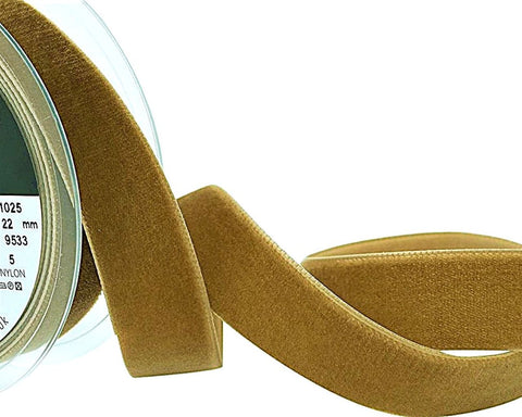 22mm Nuss (Golden Brown) Luxury Velvet Ribbon | Berisfords 9533