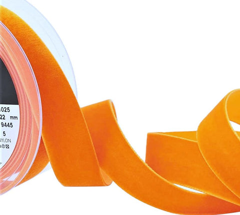 22mm Orange Colour 9445 Luxury Velvet Ribbon by Berisfords Ribbons Uk