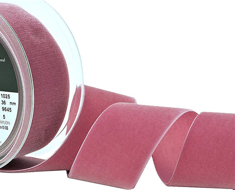 36mm Wide Alt Rosa Pink Colour 9645 Luxury Velvet Ribbon.
