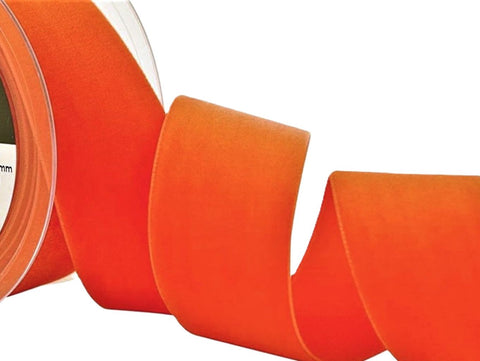 50mm Wide Capucine (Deep Orange) Colour 9601 Luxury Velvet Ribbon.