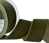50mm Loden Green Colour 9642 Top Quality Velvet Ribbon by Berisfords Ribbons UK