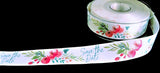 25mm White-Mixed Flowery-Save the Date Satin Ribbon, Berisfords