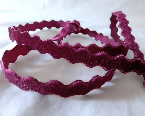 11mm Wine Velvet Ric Rac Ribbon by Berisfords