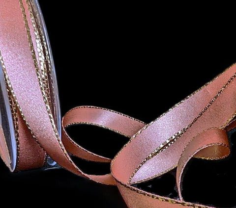 15mm Rose Gold Metallic Edge Satin Ribbon | Berisfords 9792
