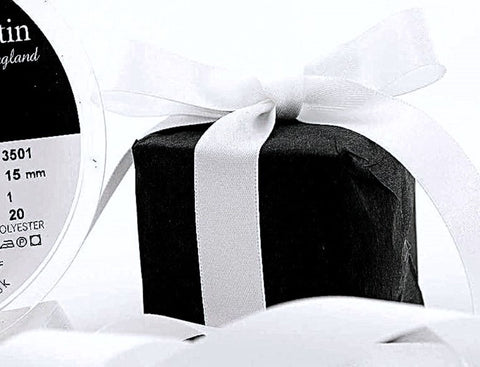 15mm White Double Satin Ribbon | Berisfords 1