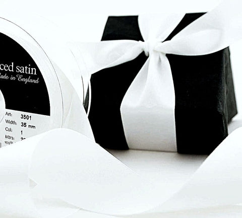 35mm White Double Satin Ribbon | Berisfords 1