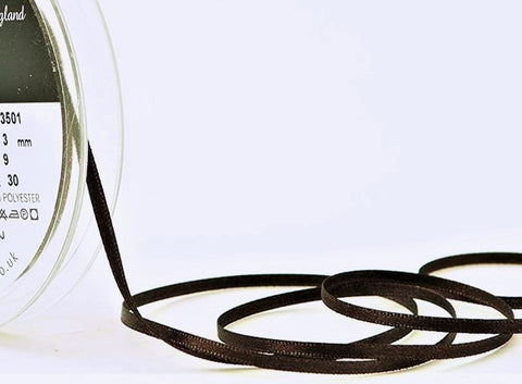 3mm Cuban Brown Double Satin Ribbon | Berisfords 9