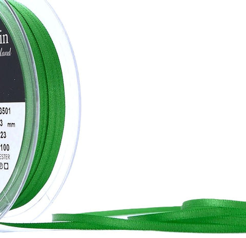 Berisfords 3mm Emerald Green Double Face Satin Ribbon