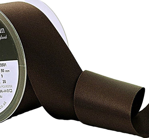50mm Cuban Brown Double Satin Ribbon | Berisfords 9