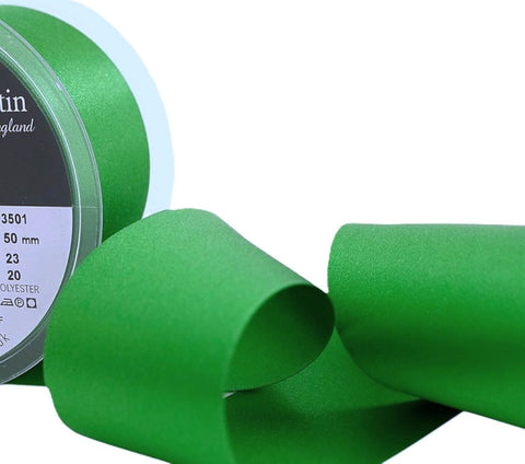 50mm Berisfords Double Face Satin Ribbon. Emerald Green 23