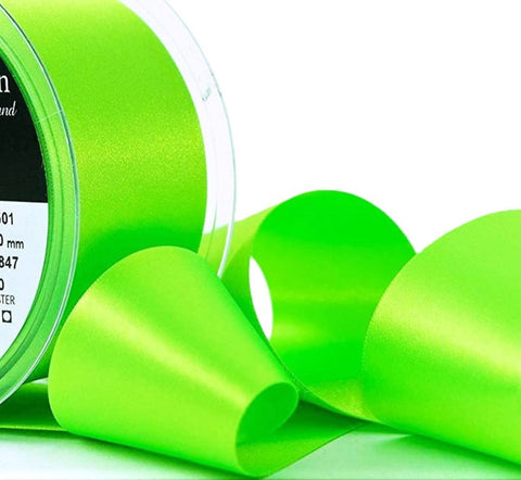 50mm Fluorescent Green Double Satin Ribbon | Berisfords 6847