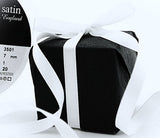 7mm white double face satin ribbon by Berisfords Ribbons. Sold per metre with bulk discounts.