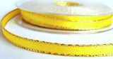 7mm Yellow Satin Ribbon with Gold Metallic Edge | Berisfords 679