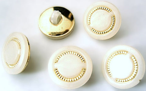 15mm Shank button with a metallic effect indented design and a pearlised surface