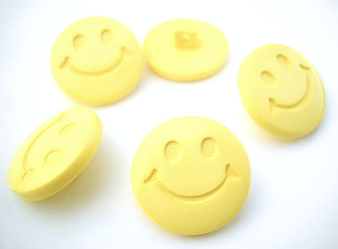 19mm Lemon Smiley Face Design Novelty Shank Button