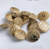 20mm Pale Gold Metal Alloy Textured Shank Button