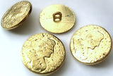 22mm Gold Heavy Metal Old Coin Design Shank Button