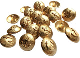 18mm gold brushed metal domed shank button with raised anchor design for blazers and coats