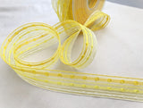 25mm wide sheer ribbon with yellow and Cream silk stripes