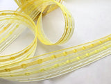 25mm wide sheer ribbon with yellow and Cream silk stripes