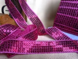 SQBRAID62 25mm Cerise Pink Flat Woven Edge Sequin Braid Trim 