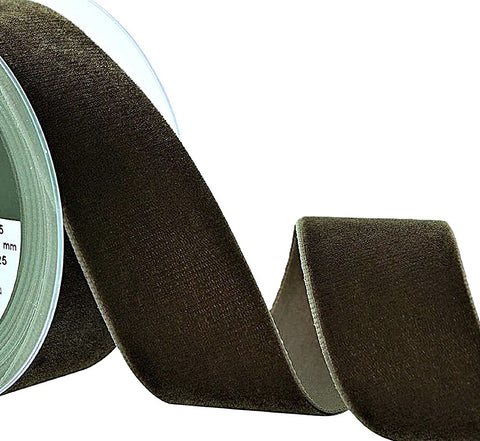 50mm Wide Brown Colour 9525 Berisfords Luxury Velvet Ribbon