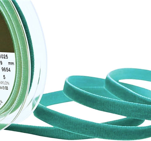 Berisfords 9mm Premium Quality Velvet Ribbon | Petrol 9654