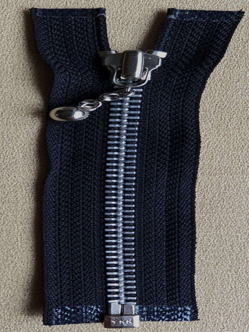 Z0094 YKK 12cm Black Nylon No.5 Open End Zip with Silver Metal Teeth