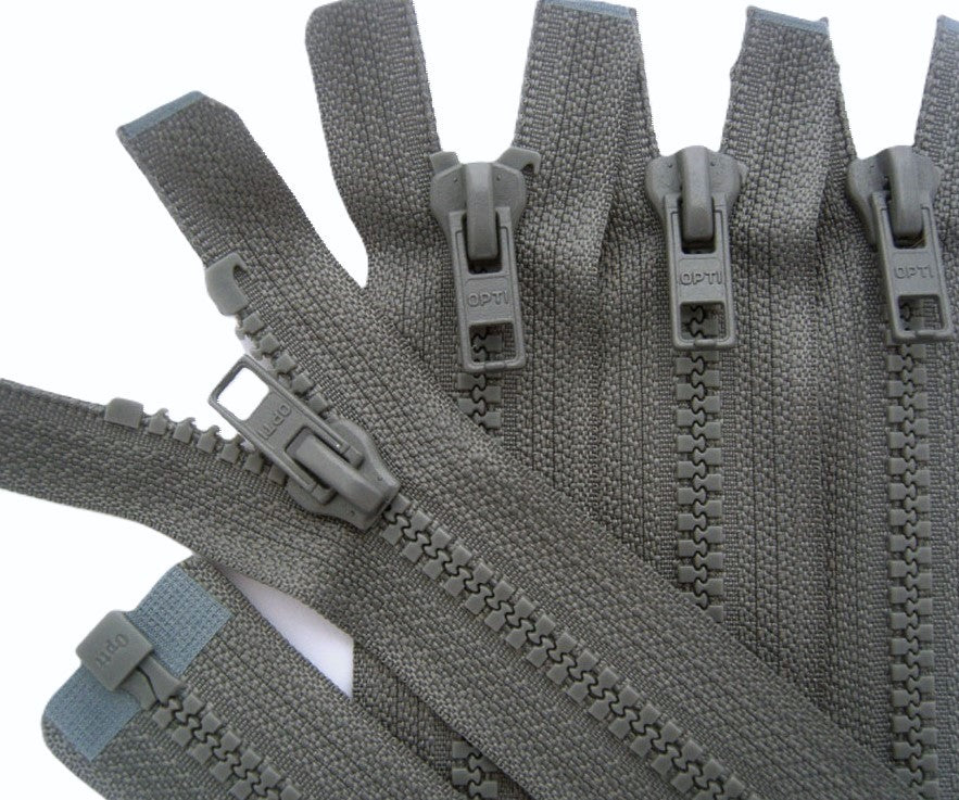 Z0646 46cm Mid Grey Optilon Plastic Chunky Teeth No.6 Open End Zip ...