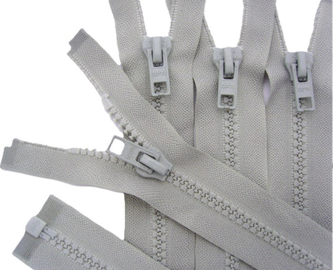 Z1313 36cm Pale Grey Optilon Plastic Chunky Teeth No.6 Open End Zip