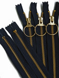 Z2856 YKK 30cm Deep Navy Closed End No.5 Zip with Brass Teeth