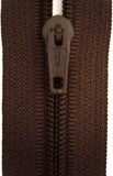 Z2894 18cm Chocolate Brown Nylon Pin Lock No.3 Closed End Zip