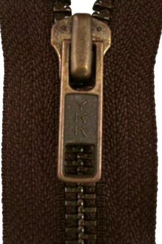 Z3009 YKK 56cm Dark Brown-Antique Brass Metal Teeth No.8 Open End Zip