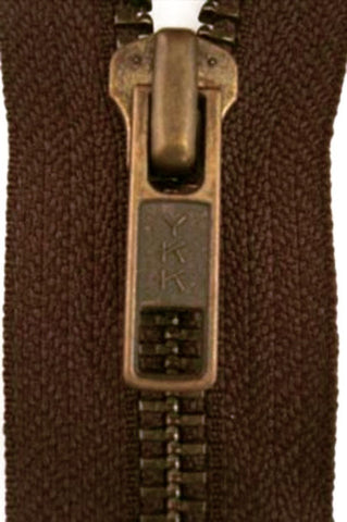 Z3055 YKK 59cm Dark Brown-Antique Brass Metal Teeth No.5 Open End Zip