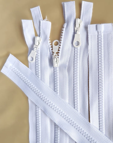 Z5426 46cm White Chunky Plastic Teeth No.6 Open End Zip 