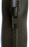 25cm olive green Optilon open end zip with chunky No.6 plastic teeth