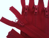 61cm red open ended zip with chunky plastic no.6 teeth