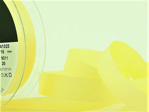 R8557 16mm Lemon Polyester Grosgrain Ribbon by Berisfords