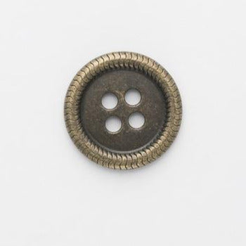 B7607 8mm Antique Brass Metal 4 Hole Button